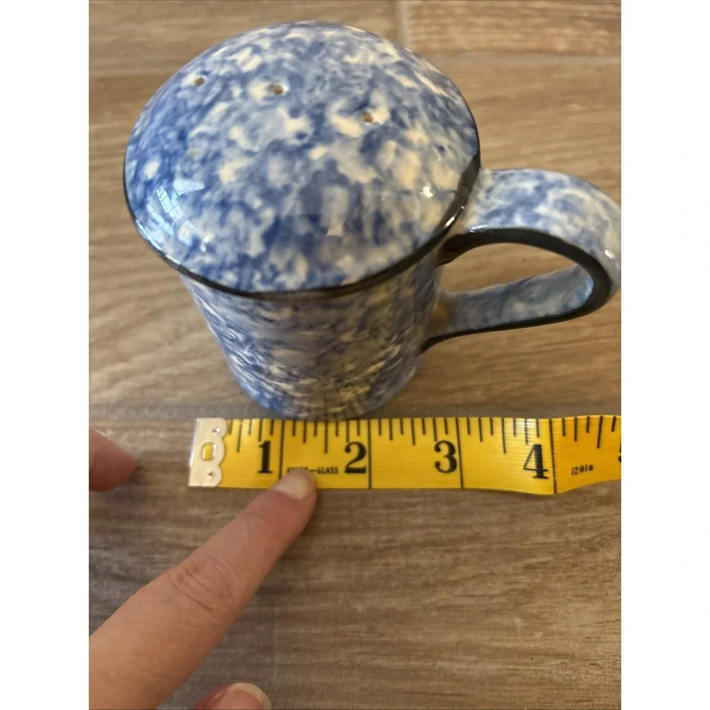 Stangl Blue Spongeware‎ Town And Country Ceramic Salt/ Pepper Shaker W/ Handle